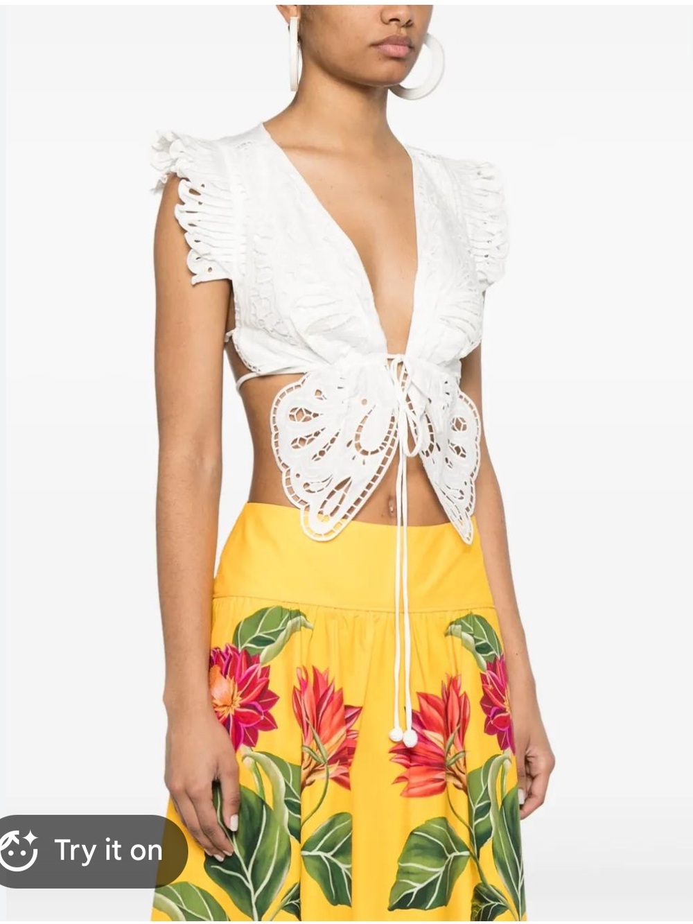 NWT FARM Rio Off-White Butterfly Richelieu Broderie Anglaise Cotton Blouse - M - Picture 11 of 15